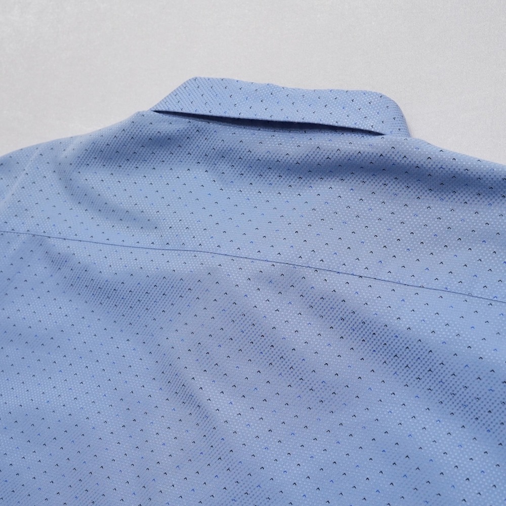 Craft + Flow Button Front Mens XXL Blue Micro Geometric Long Sleeve Shirt - Picture 13 of 14